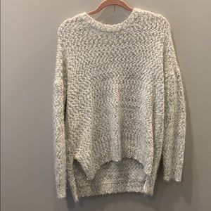 Long sleeve gray and white fuzzy sweater